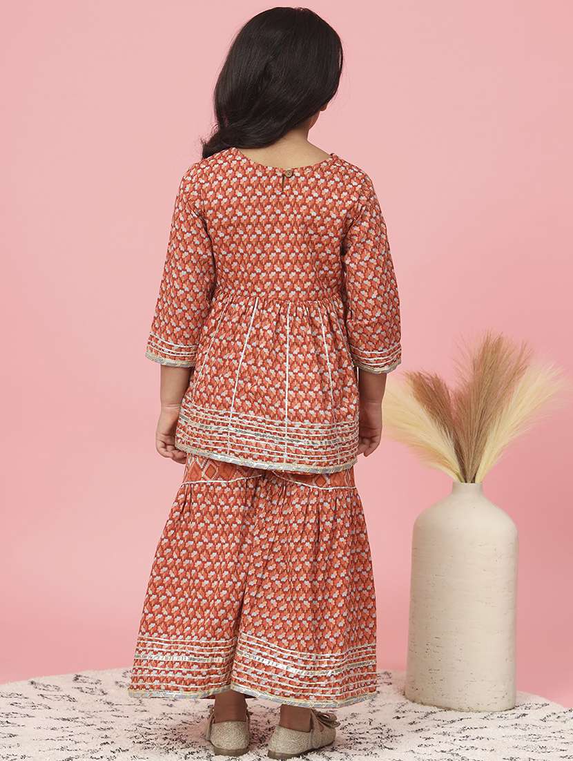 orange printed kurta sharara set - 20381544 -  Standard Image - 3
