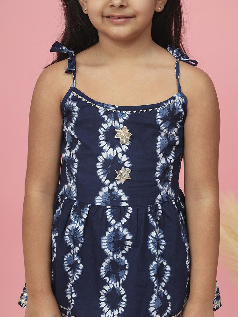girl blue printed gota with work suit set - 20381554 - Standard Image - 5