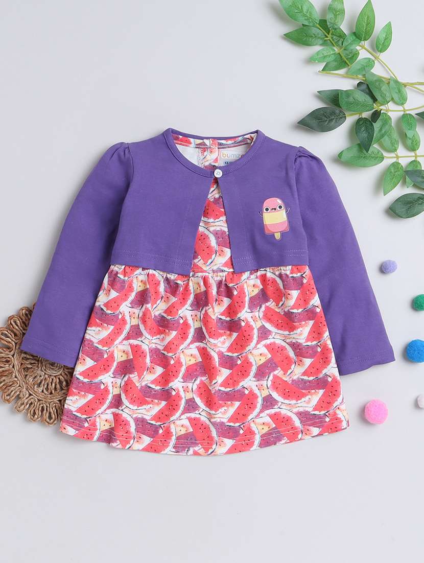 girls round neck long sleeves frock