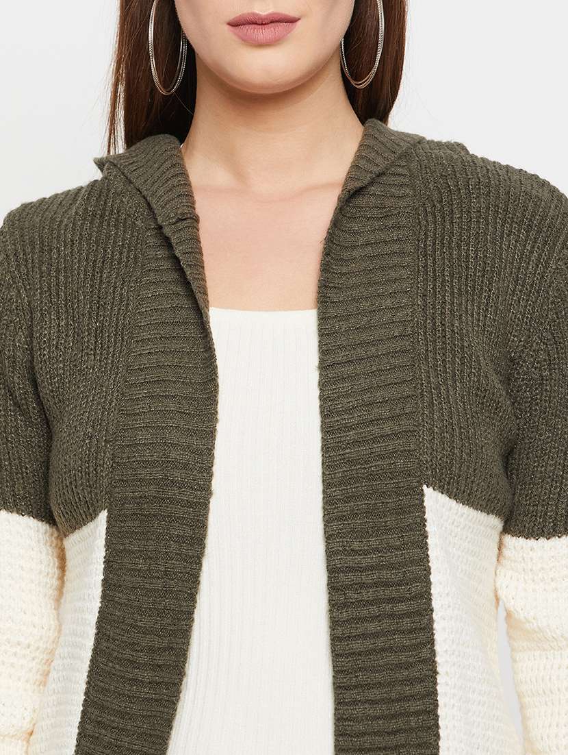 Buy online Multi Colored Self Design Woolen Shrug from capes