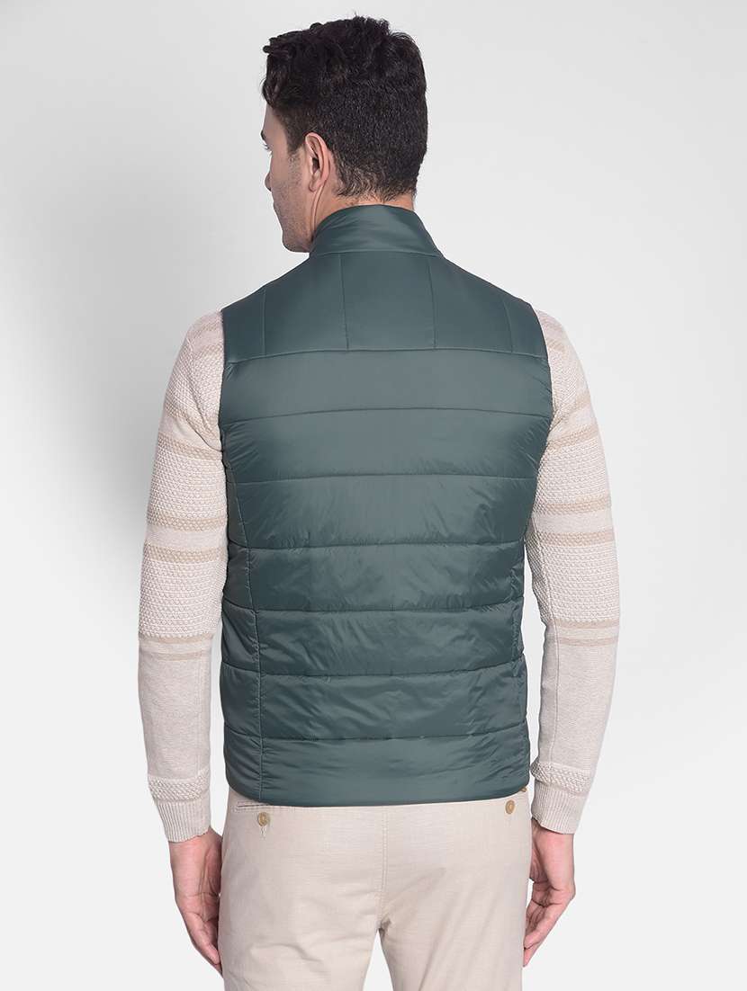 men charcoal colored sleeveless polyester casual jacket - 20381765 - Standard Image - 3