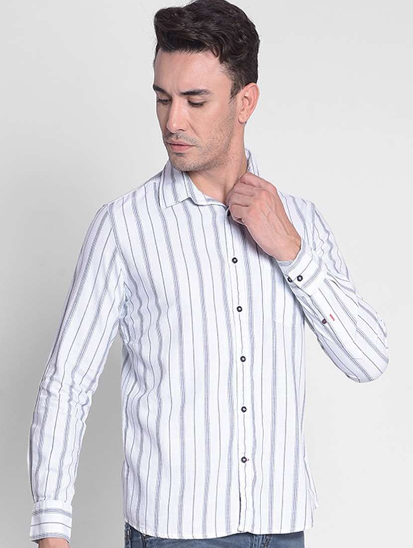 men white striped cotton casual shirt
