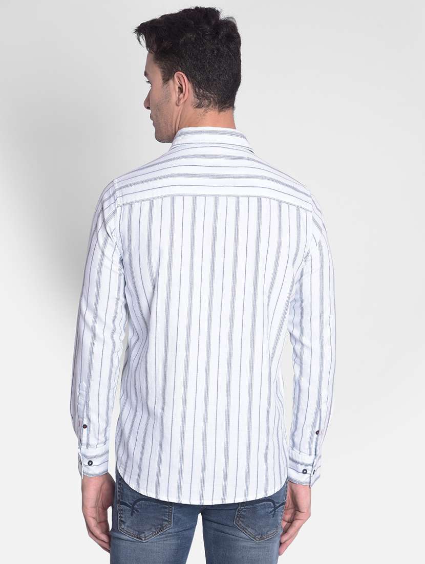 men white striped cotton casual shirt - 20381772 -  Standard Image - 3
