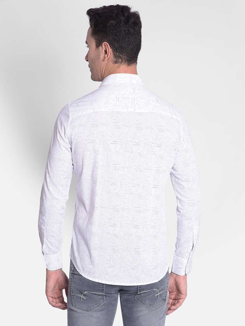 men white abstract print cotton casual shirt - 20381793 -  Standard Image - 3
