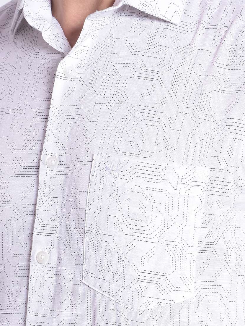 men white abstract print cotton casual shirt - 20381793 -  Standard Image - 5
