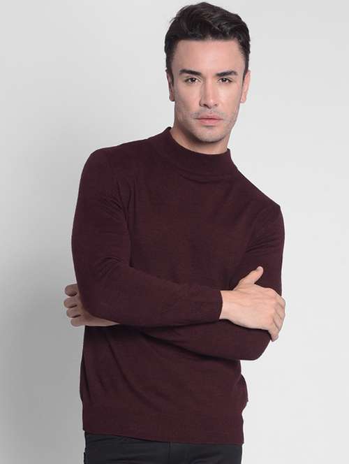 men maroon acrylic pullover - 20381796 -  Standard Image - 0