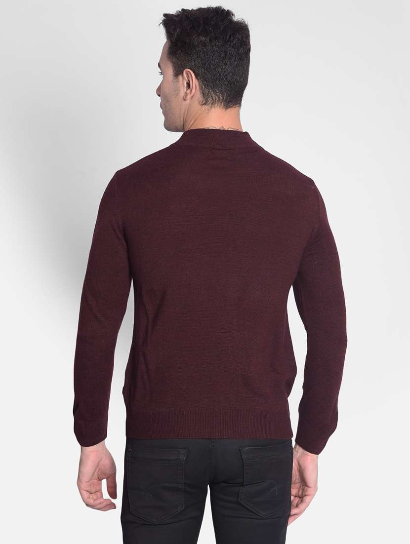 men maroon acrylic pullover - 20381796 -  Standard Image - 3