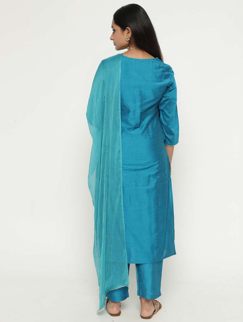 women three quarter sleeve kurta pant with dupatta set - 20381861 -  Standard Image - 3