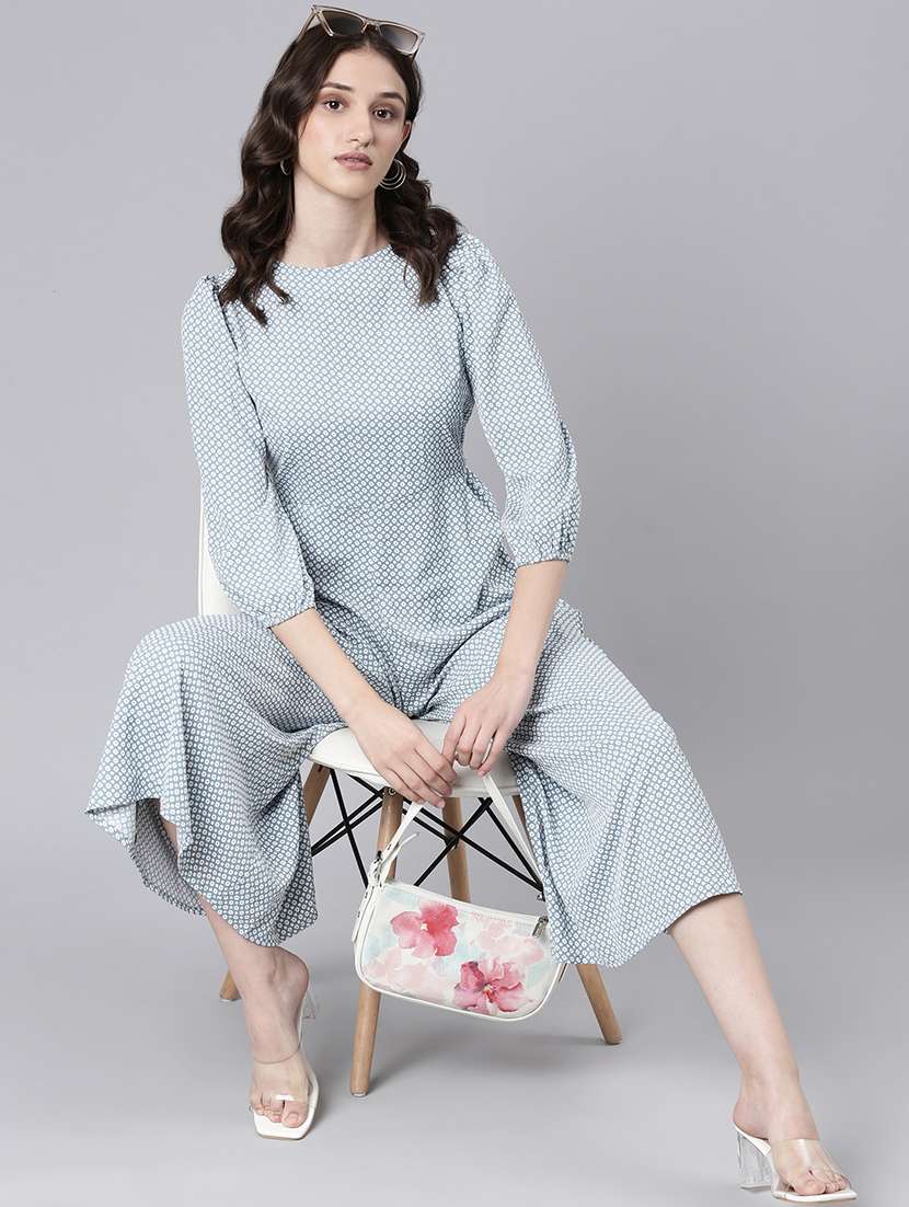 light blue polka dots full leg jumpsuit - 20382736 -  Standard Image - 3