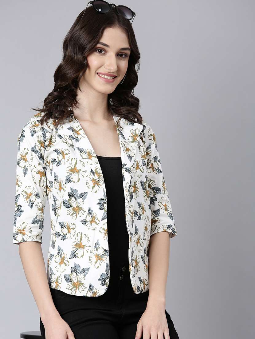white floral single breasted blazer - 20382845 -  Standard Image - 3