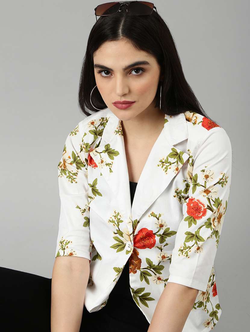 white floral single breasted blazer - 20382846 -  Standard Image - 3
