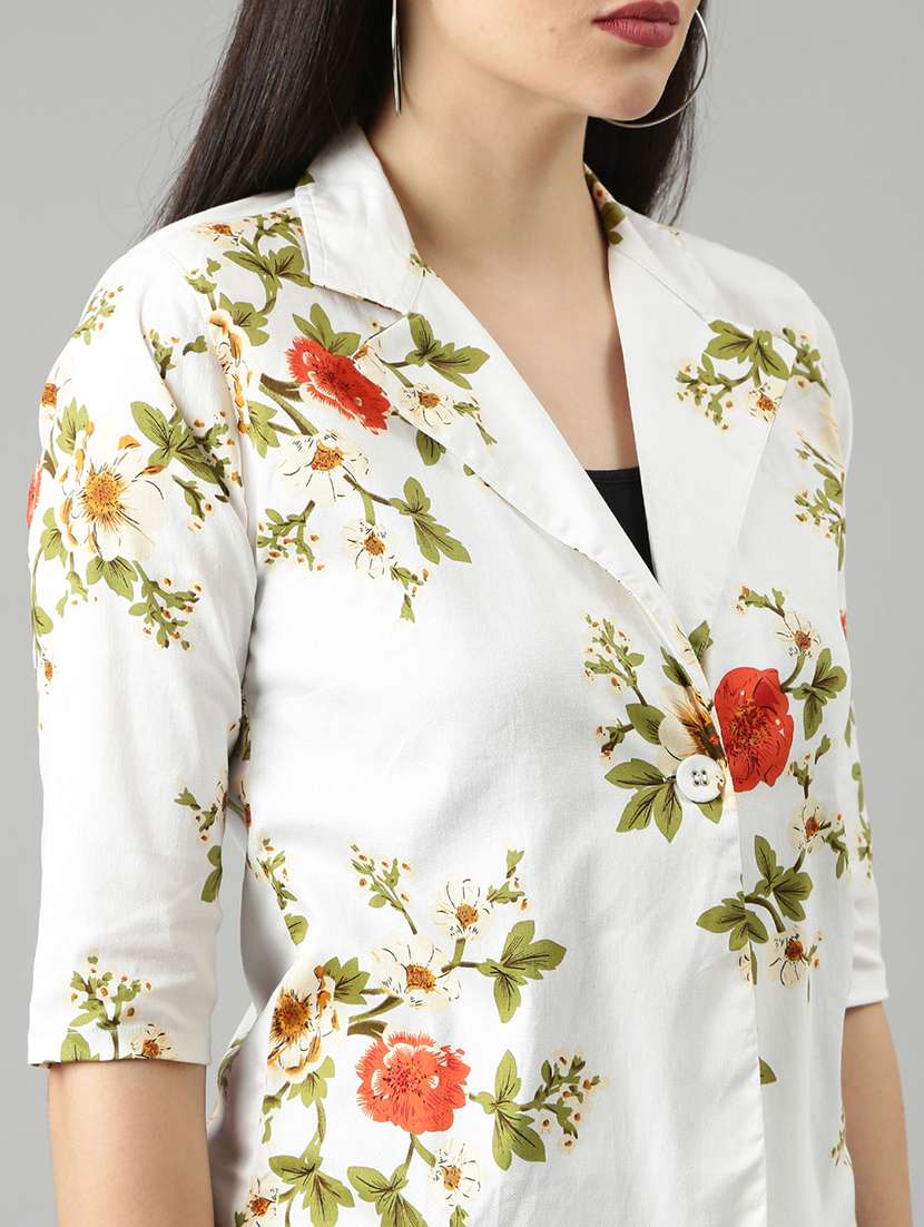 white floral single breasted blazer - 20382846 -  Standard Image - 5