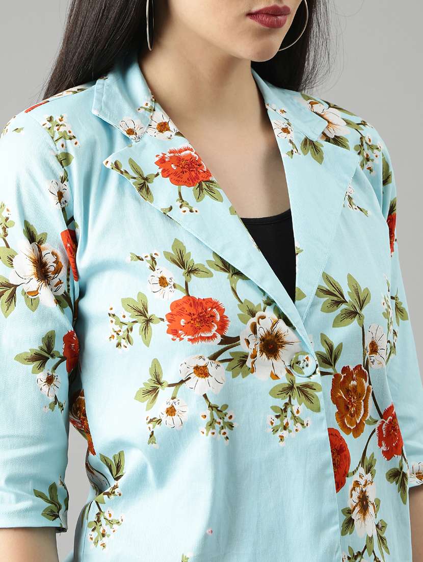light blue floral single breasted blazer - 20382847 -  Standard Image - 5