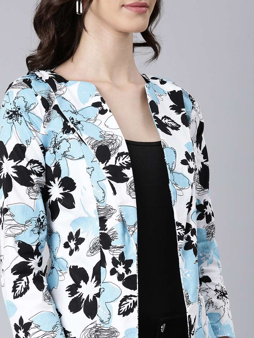 white floral single breasted blazer - 20382850 -  Standard Image - 5