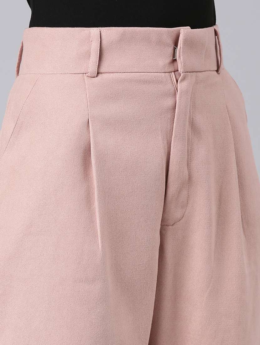 women solid cotton pleated trouser - 20382913 - Standard Image - 5
