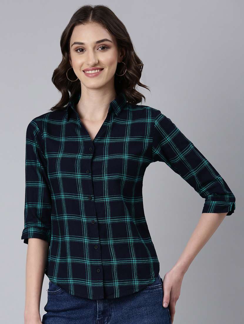 women multi color checkered cotton regular shirt - 20382922 - Zoom Image - 0