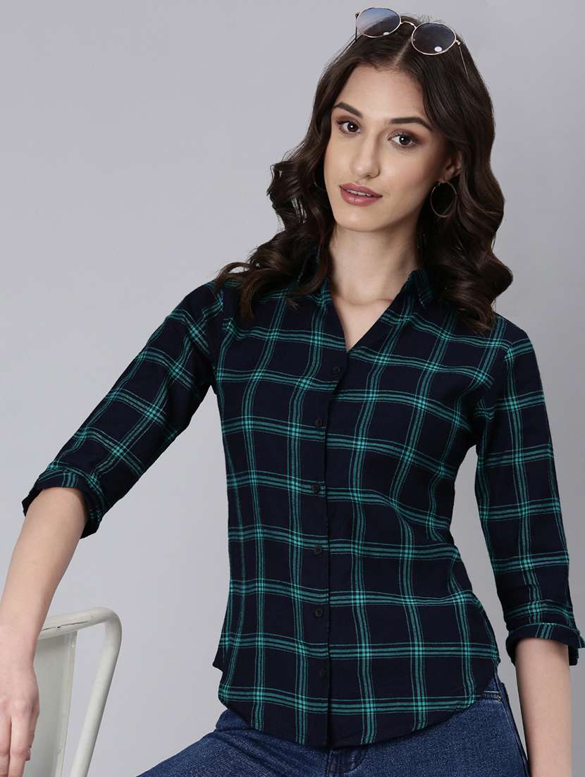 women multi color checkered cotton regular shirt - 20382922 - Standard Image - 3
