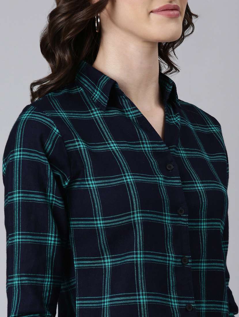 women multi color checkered cotton regular shirt - 20382922 - Standard Image - 5