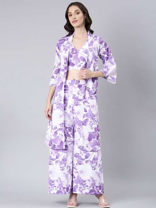 white floral top and palazzo co-ord - 20382965 -  Standard Image - 0
