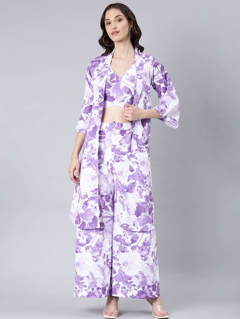 white floral top and palazzo co-ord - 20382965 -  Zoom Image - 0