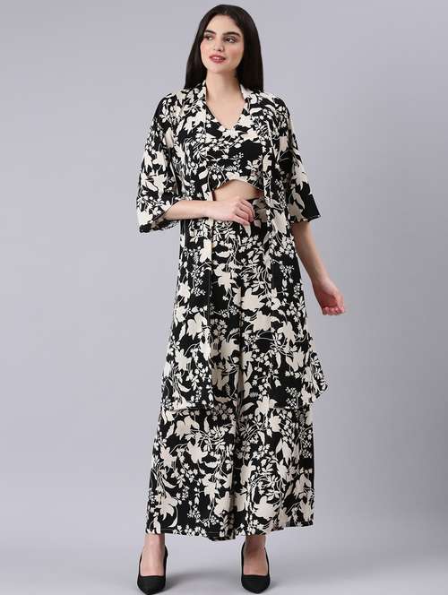 black floral top and palazzos co-ord set - 20382967 -  Standard Image - 0
