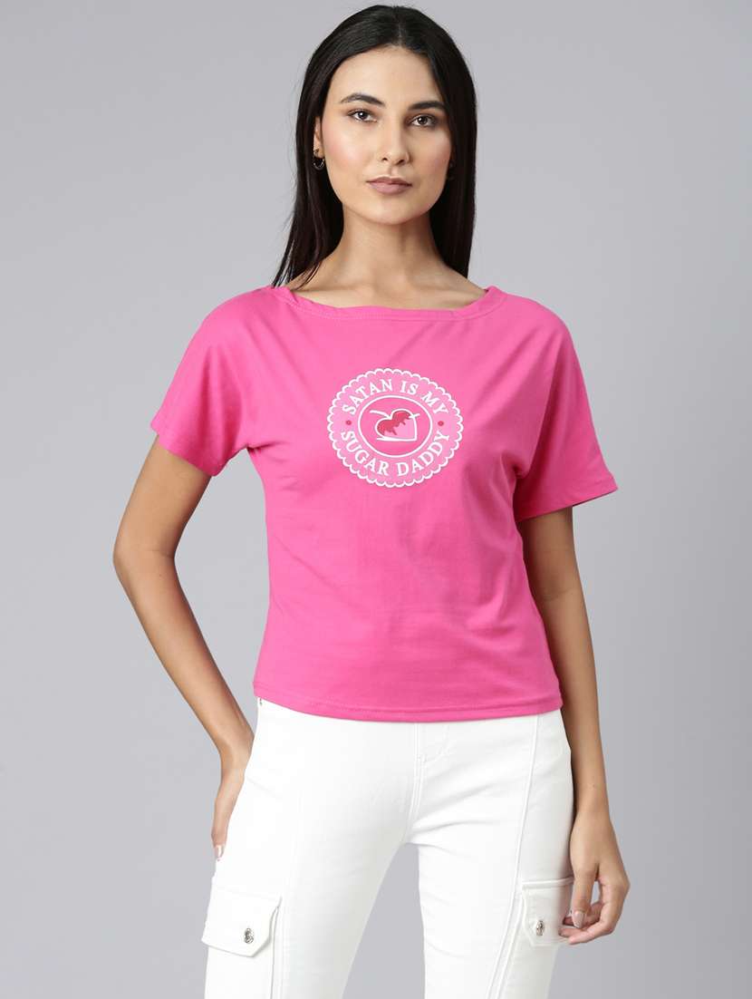 pink cotton regular tshirt - 20382976 - Zoom Image - 0