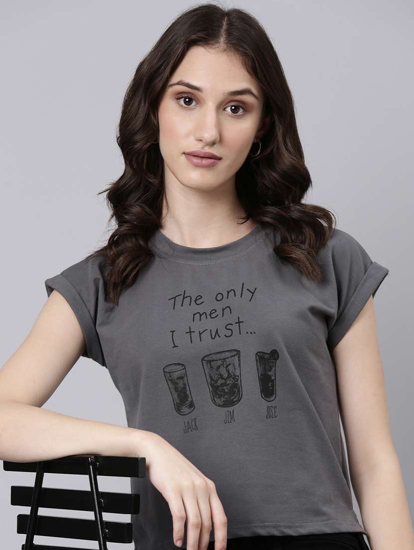 women's front print round neck t-shirt - 20382980 -  Standard Image - 3