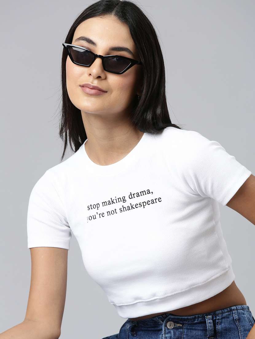 women's chest print crew neck t-shirt - 20382990 -  Standard Image - 3