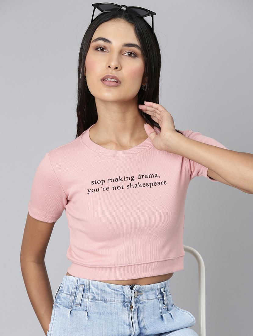 women's chest print v neck t-shirt - 20382991 - Standard Image - 3