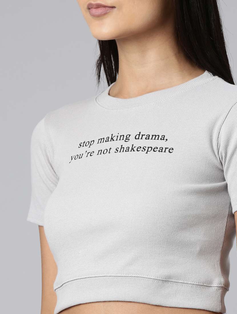 women's chest print crew neck t-shirt - 20382992 -  Standard Image - 5