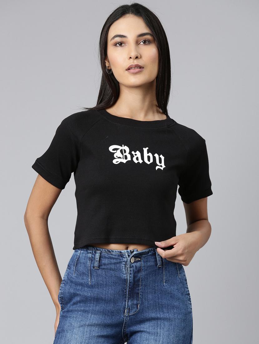 women's chest print crew neck t-shirt - 20382995 -  Zoom Image - 0