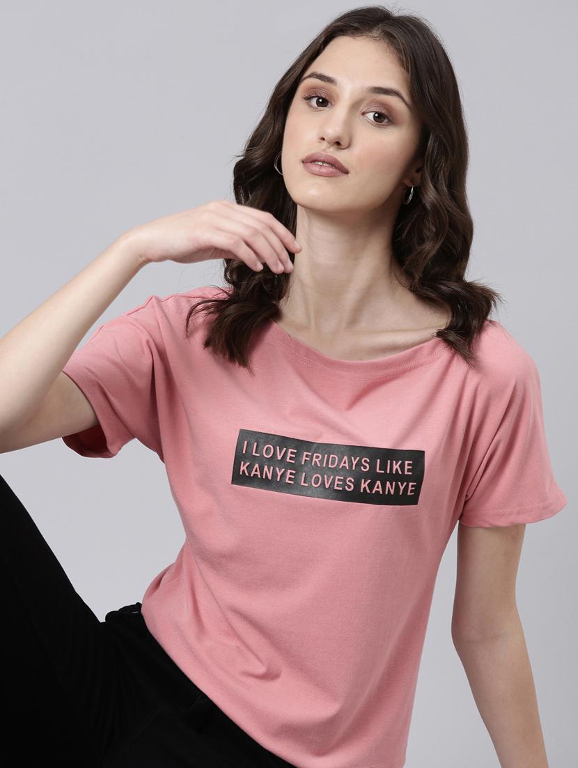 women's chest print boat neck t-shirt - 20382999 - Standard Image - 3