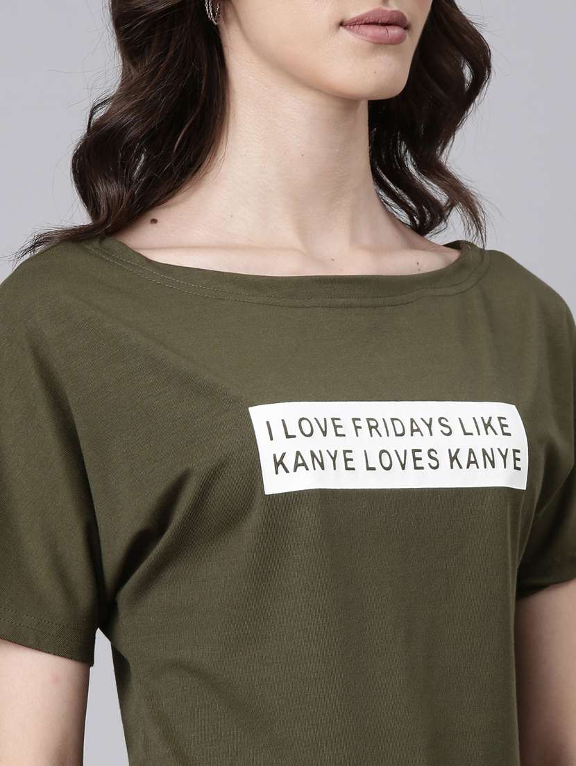 women's chest print round neck t-shirt - 20383001 -  Standard Image - 5