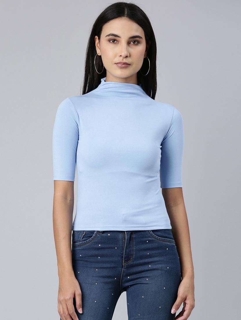 women's plain high neck t-shirt - 20383002 - Zoom Image - 0