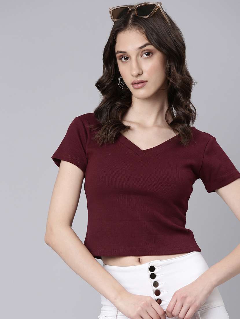 women's plain v neck t-shirt - 20383004 - Standard Image - 3