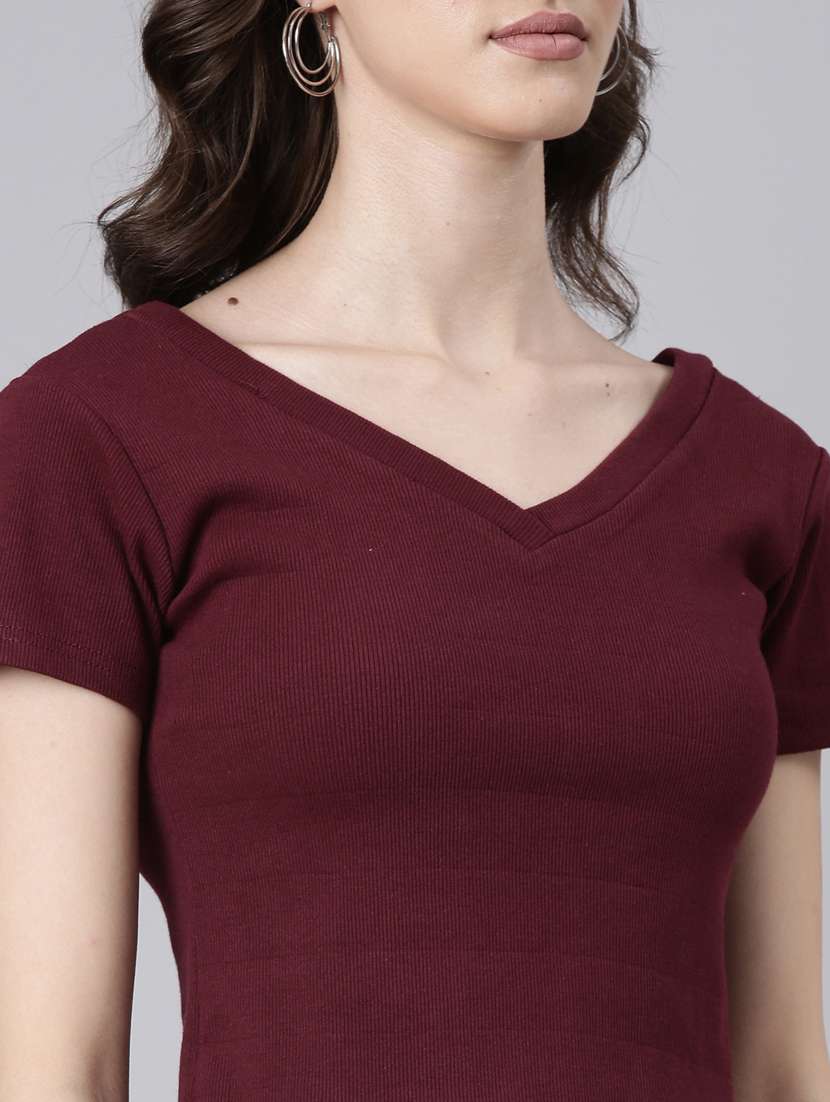 women's plain v neck t-shirt - 20383004 - Standard Image - 5
