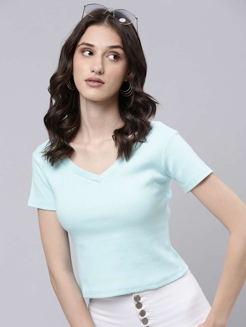 women's plain v neck t-shirt - 20383005 -  Standard Image - 3