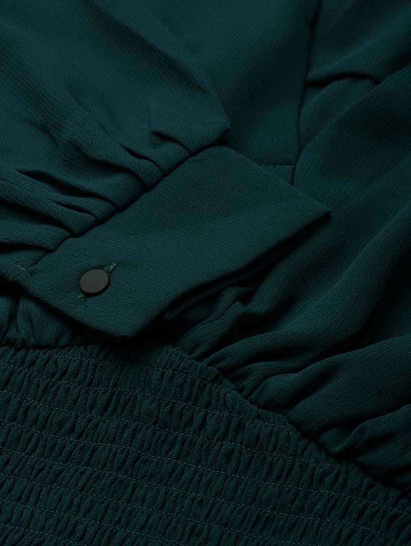 green solid blouson top - 20383020 - Standard Image - 8
