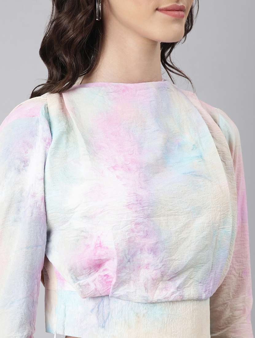women multi color crepe blouson top - 20383022 -  Standard Image - 5