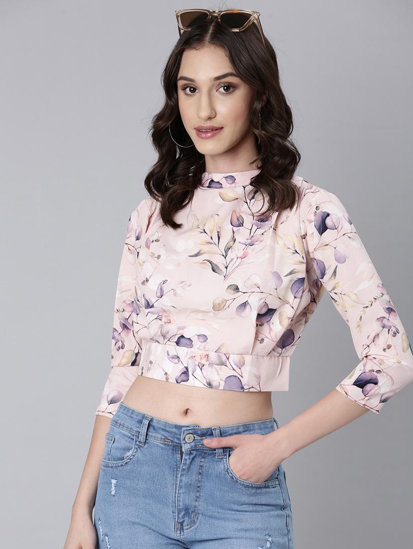 pink floral printed blouson top - 20383025 - Standard Image - 3