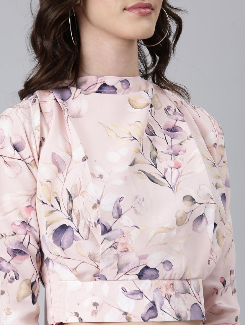 pink floral printed blouson top - 20383025 - Standard Image - 5