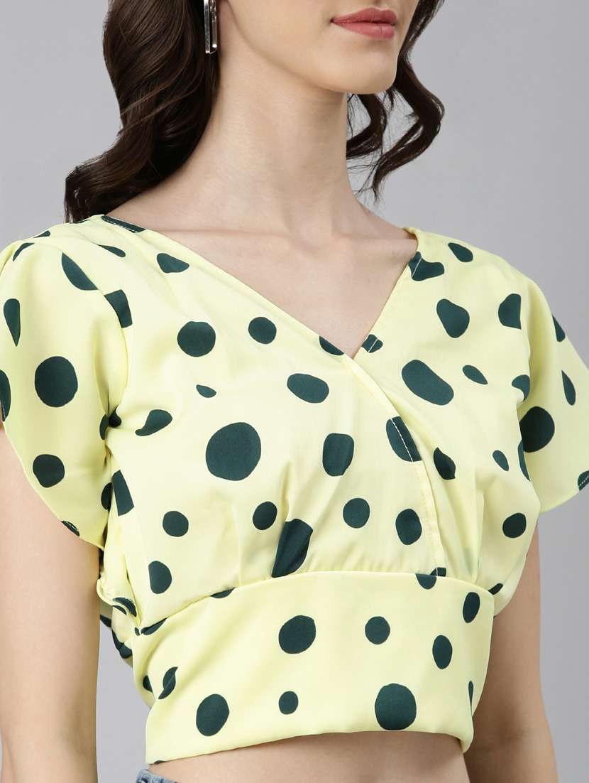 green polka dots blouson top - 20383034 -  Standard Image - 5