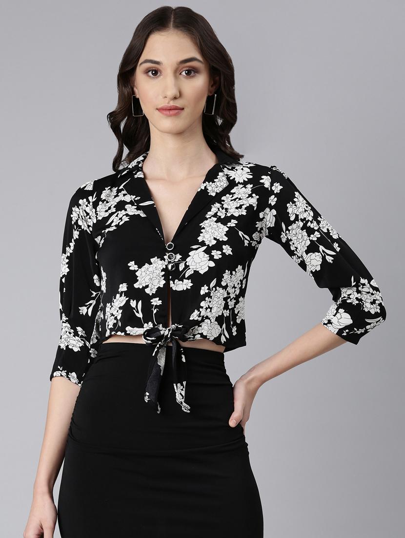 women multi color floral print crepe regular top - 20383043 - Zoom Image - 0