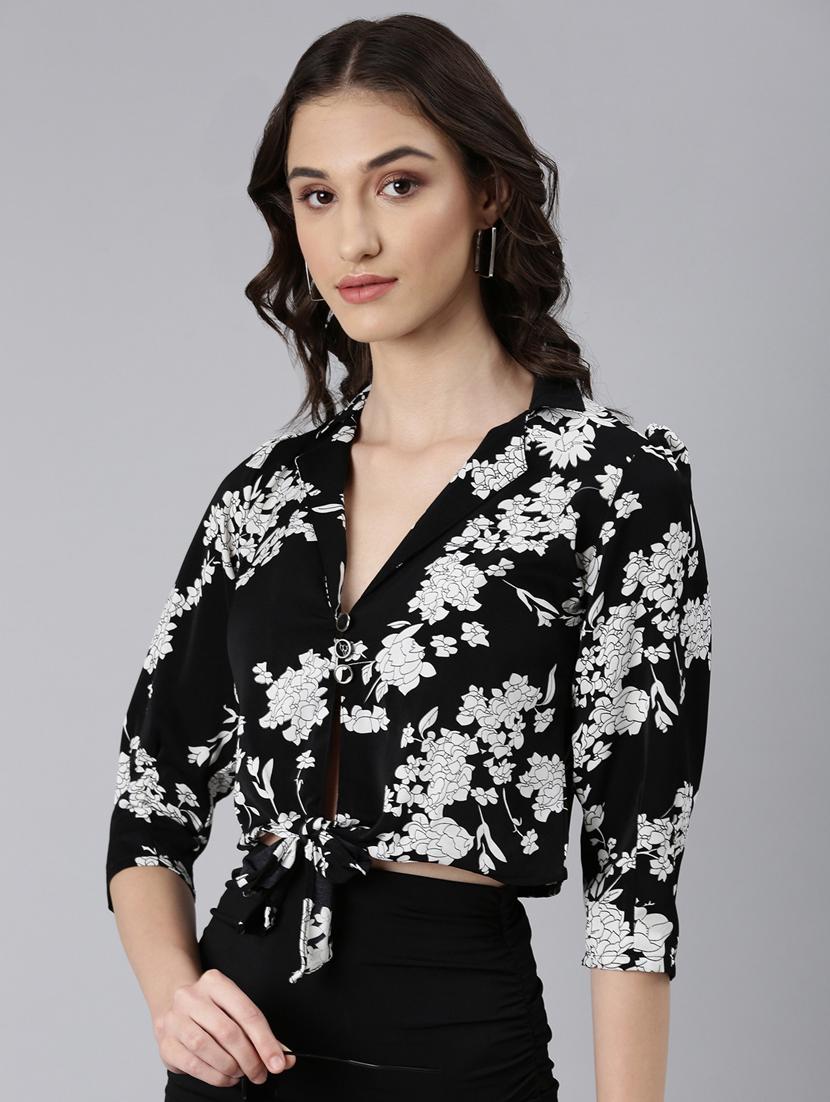 women multi color floral print crepe regular top - 20383043 - Standard Image - 3