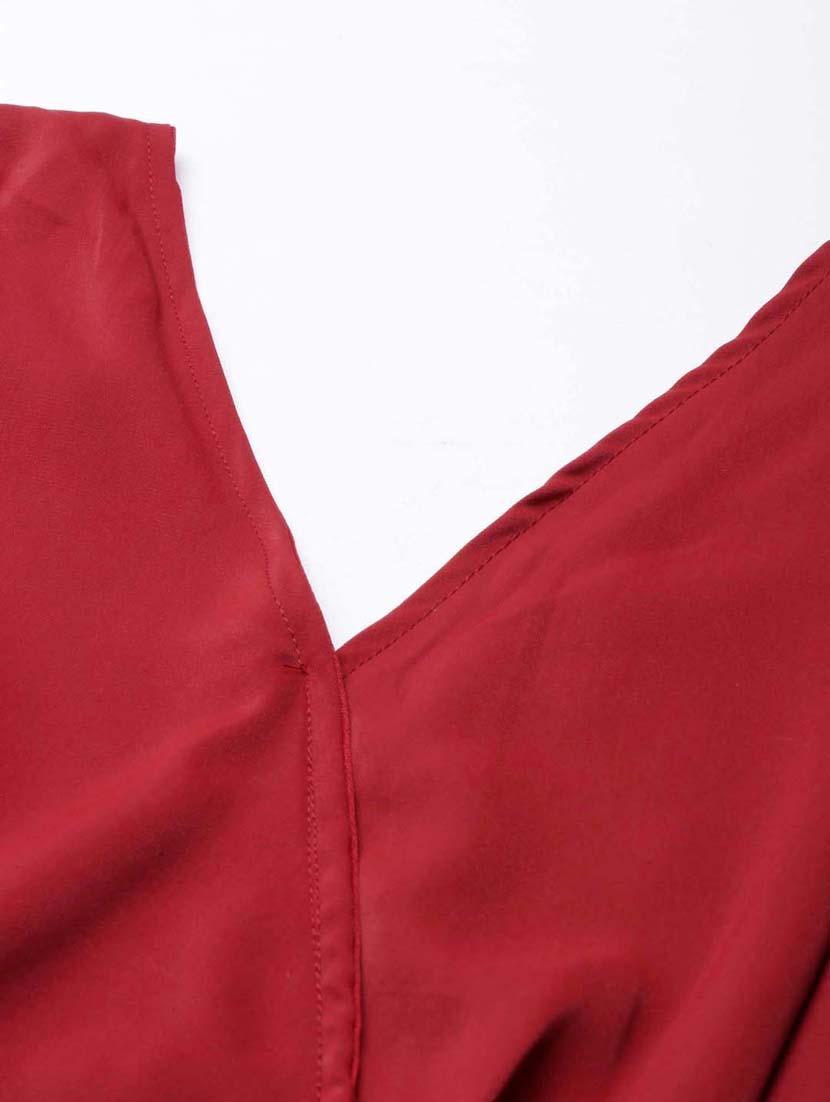 maroon solid open back & tie top - 20383045 - Standard Image - 5