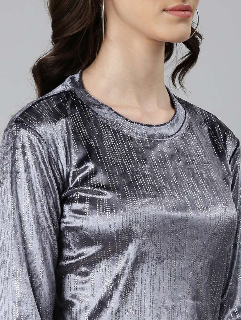 grey solid crop top - 20383047 -  Standard Image - 5