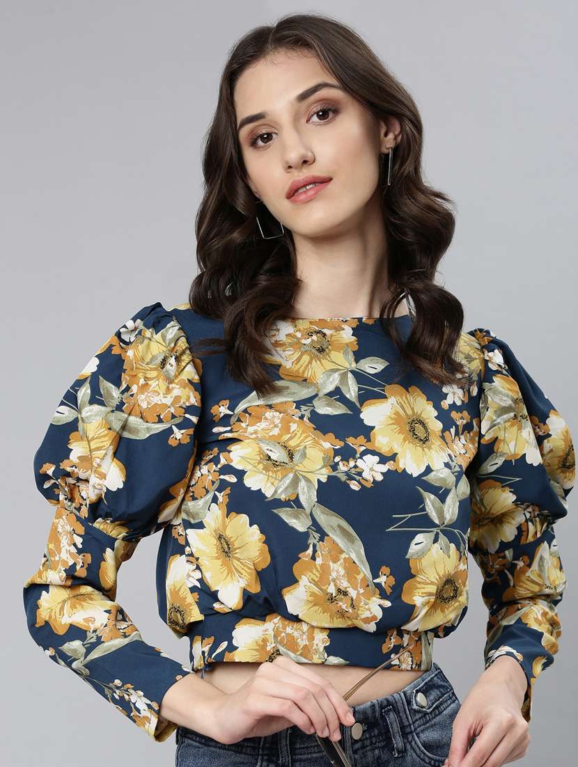 women multi color crepe blouson top - 20383054 -  Standard Image - 3