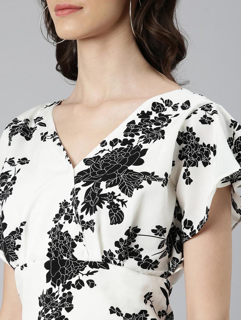 women floral print flared sleeves backless top - 20383058 - Standard Image - 5