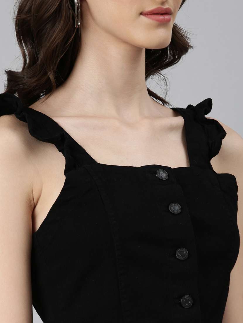 black solid crop top - 20383062 - Standard Image - 5