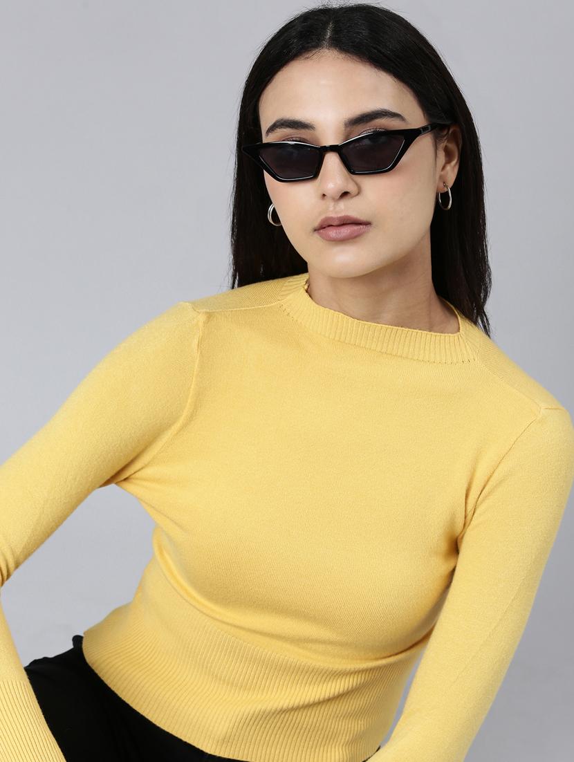 women yellow acrylic regular top - 20383071 - Standard Image - 3